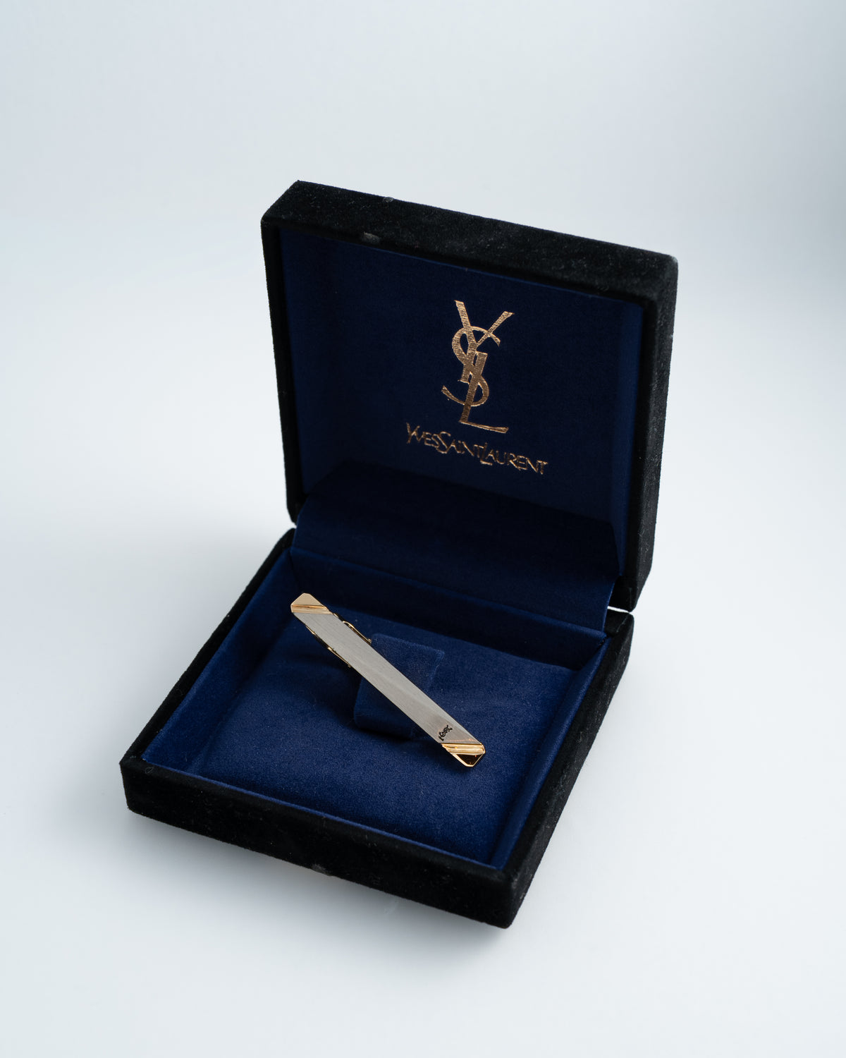 Yves Saint Laurent / Two-Tone Tie Clip with Original Box