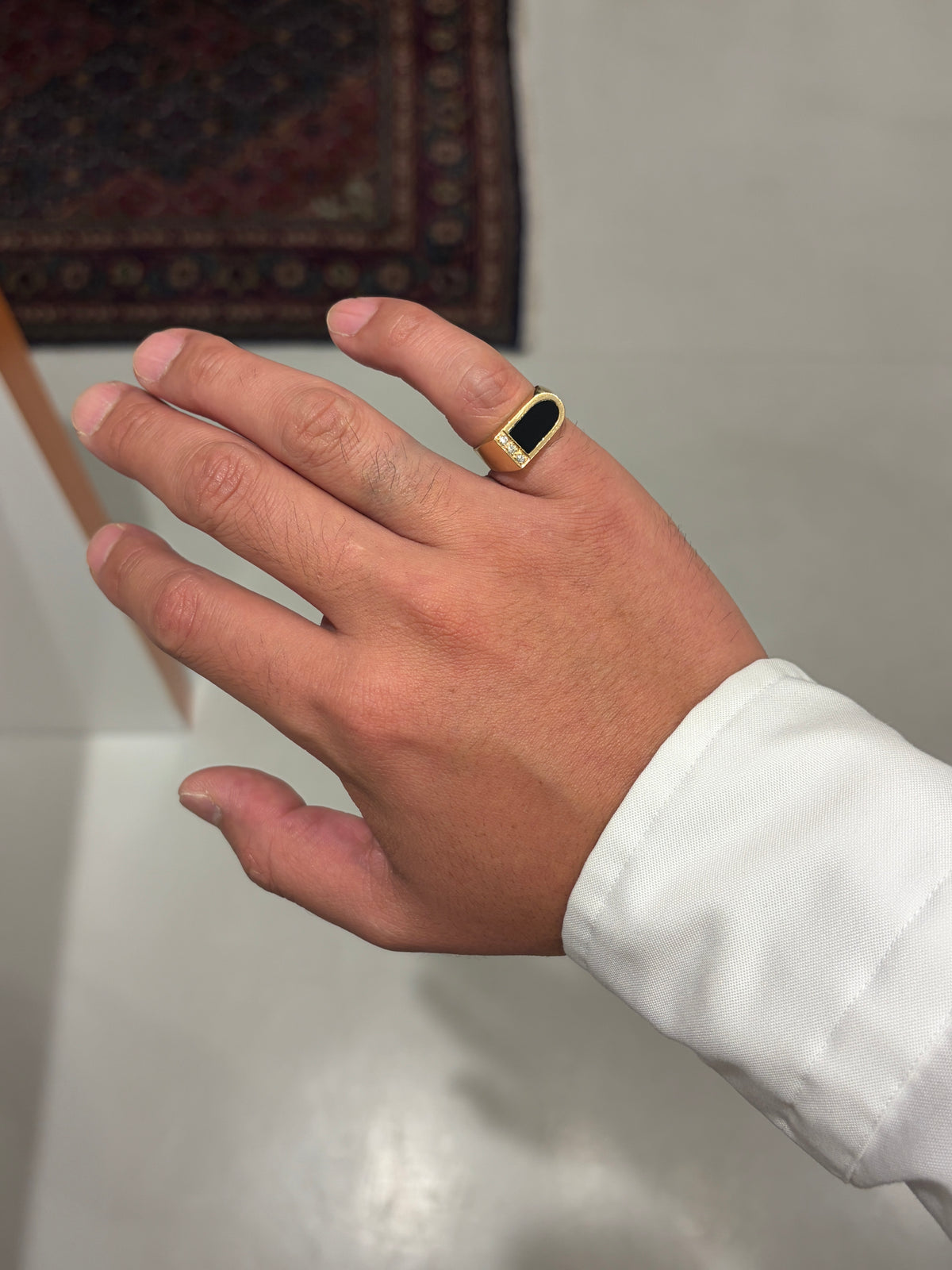 14K Onyx & Diamond Signet Ring