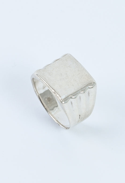 Europe 1980s silver square signet ring