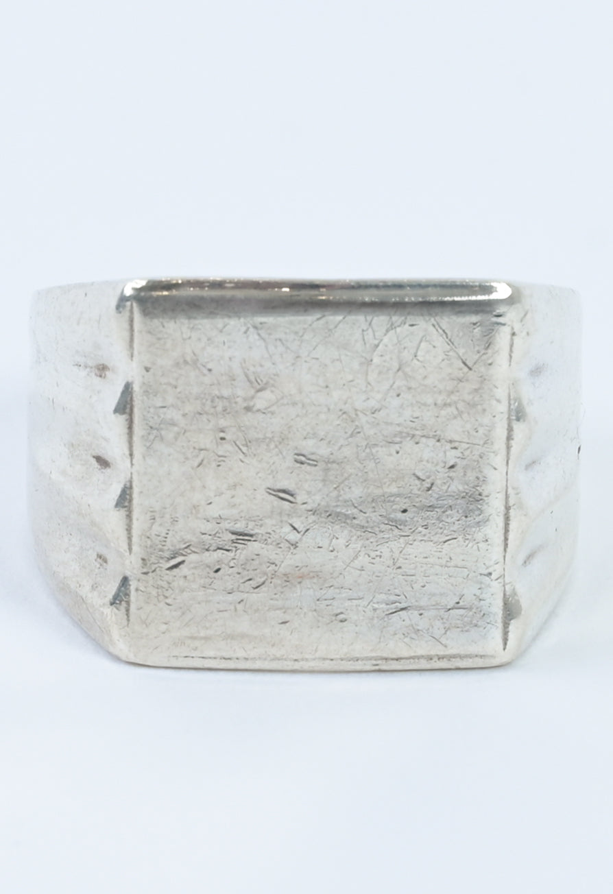 Europe 1980s silver square signet ring