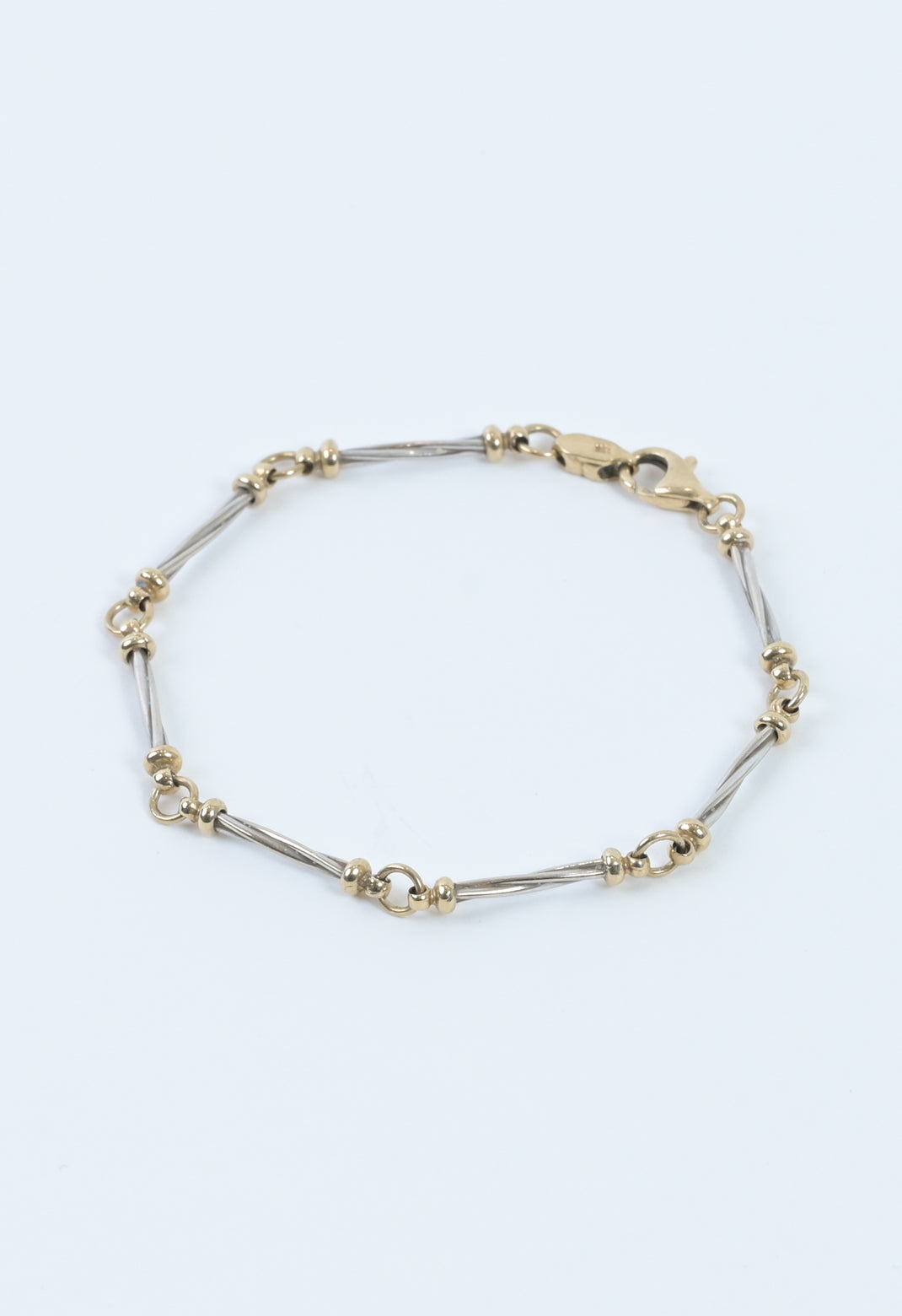Italy 1980s 9ct gold & silver two-tone twist link bracelet
