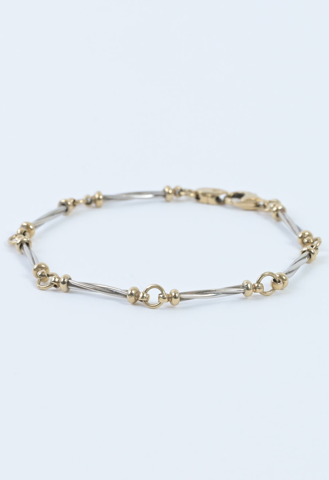 Italy 1980s 9ct gold & silver two-tone twist link bracelet
