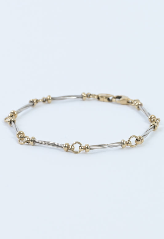 Italy 1980s 9ct gold & silver two-tone twist link bracelet
