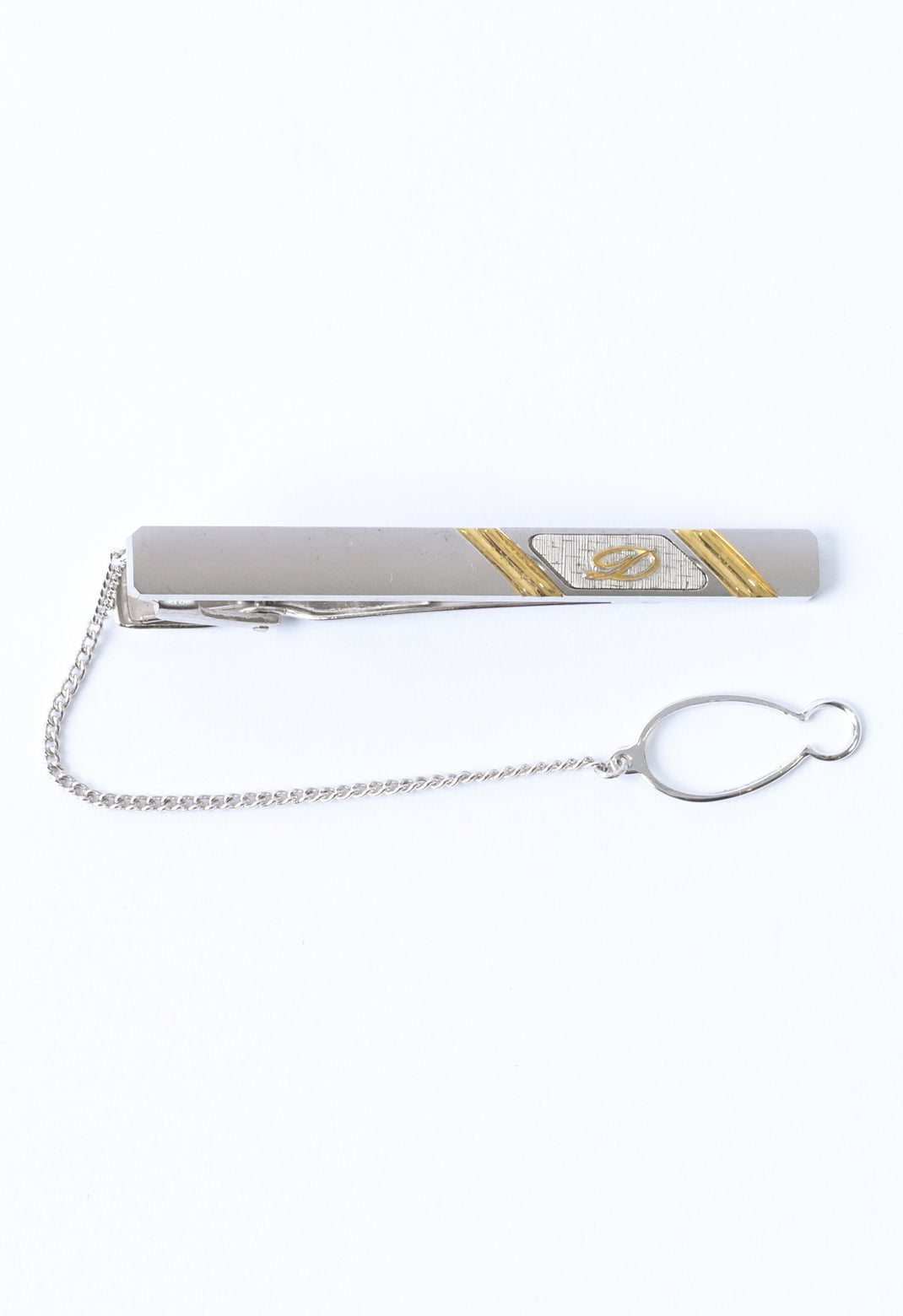 S.T. Dupont / France 1970-80s silver×gold tie-bar with chain