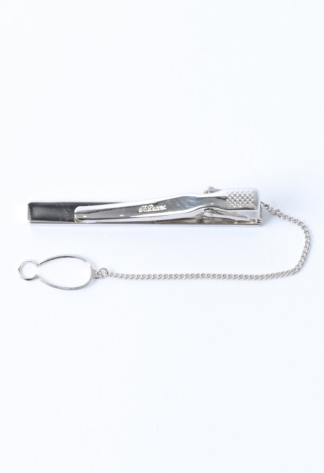 S.T. Dupont / France 1970-80s silver×gold tie-bar with chain