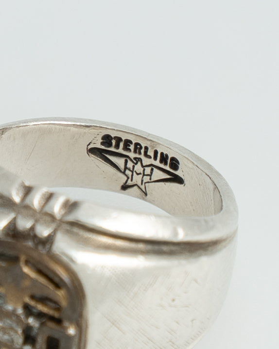 US 1940s Silver Anchor Military Ring