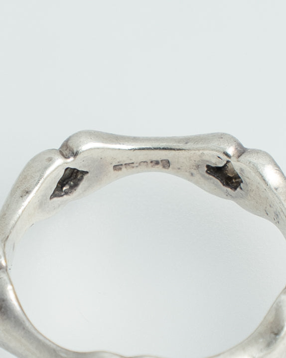 French 1980s Born Silver Ring