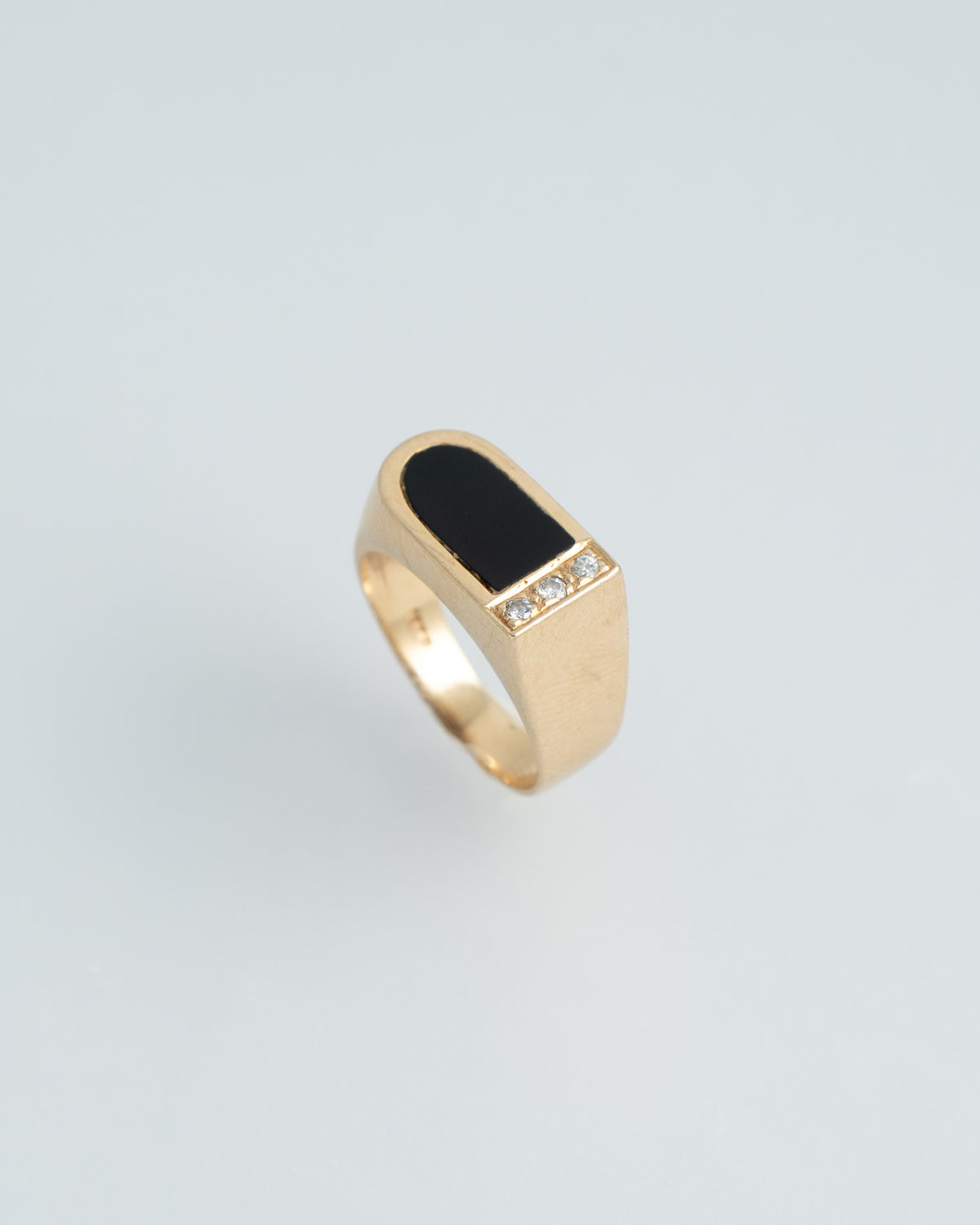 14K Onyx & Diamond Signet Ring