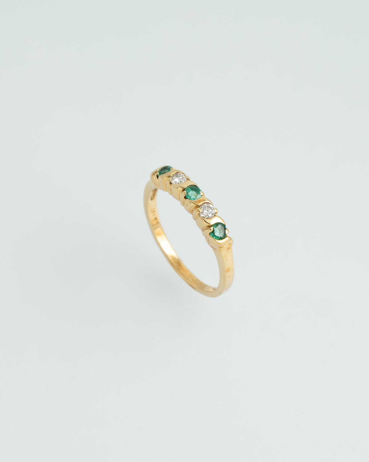 UK 18K Diamond×Emerald Ring