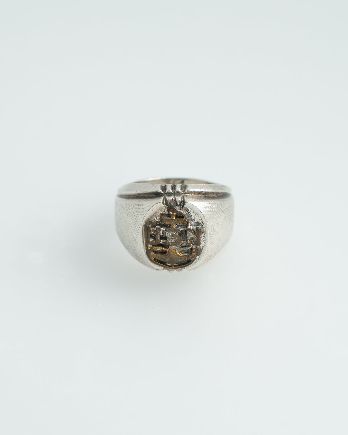 US 1940s Silver Anchor Military Ring