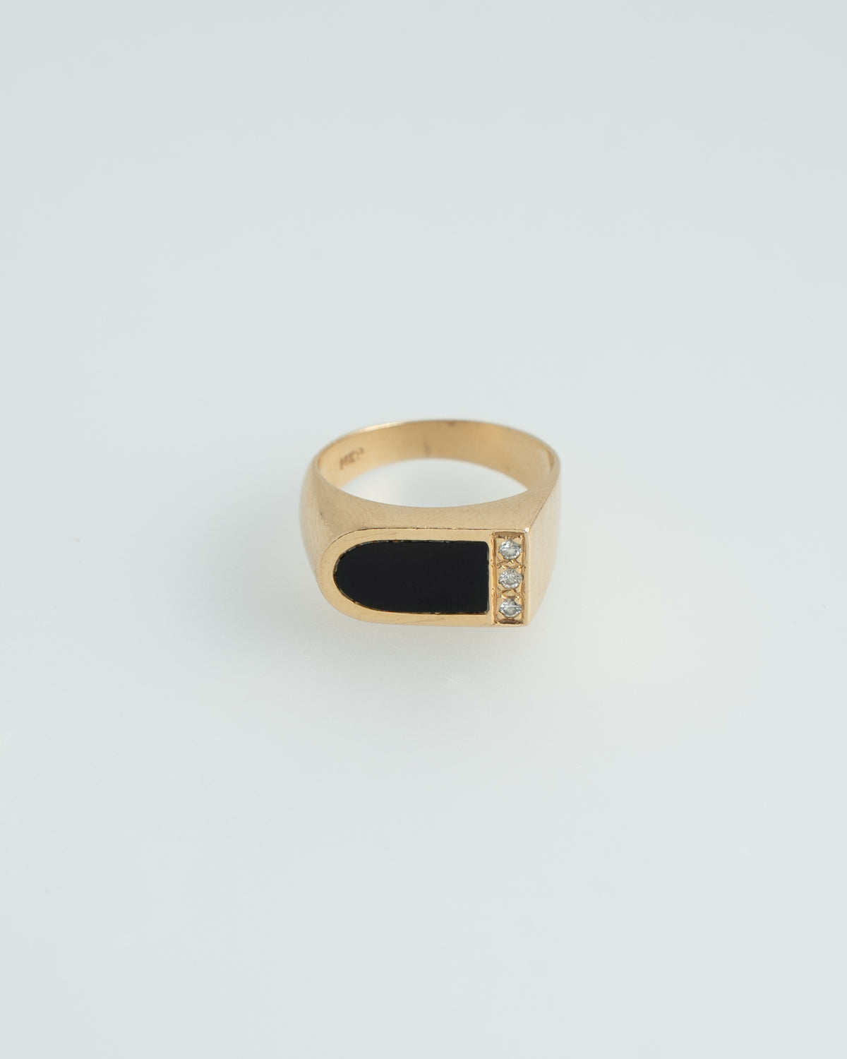 14K Onyx & Diamond Signet Ring