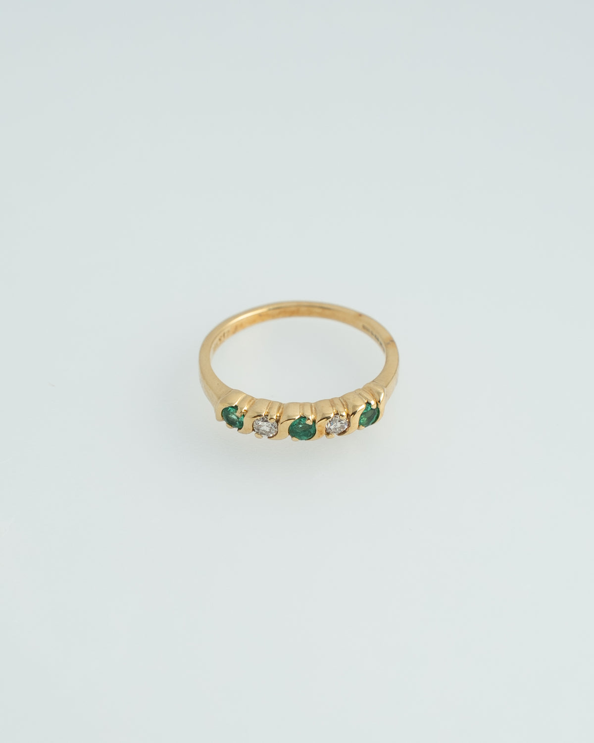 UK 18K Diamond×Emerald Ring