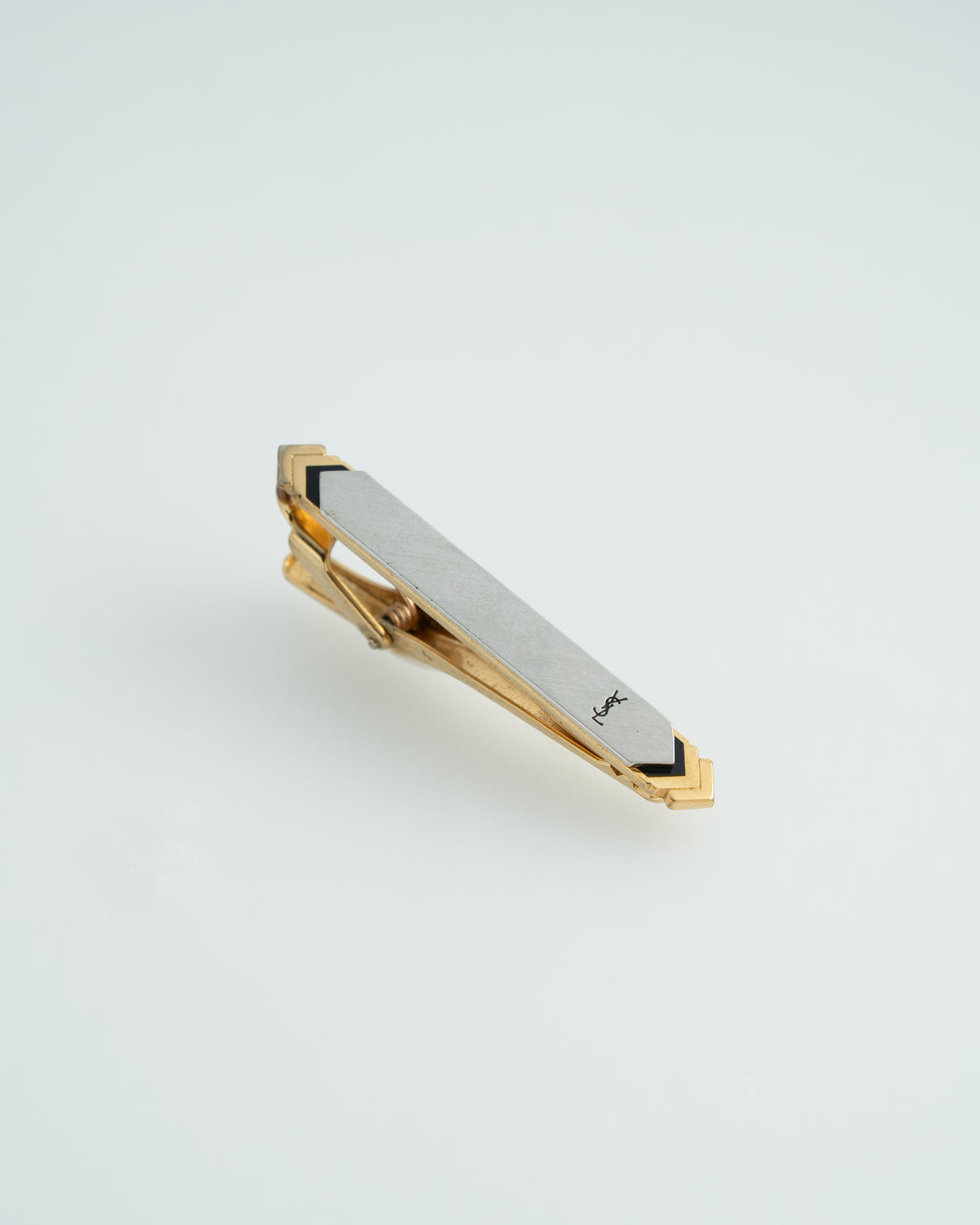 Yves Saint Laurent / two-tone geometric tie-bar