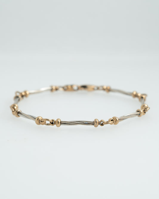 Italy 1980s 9ct gold & silver two-tone twist link bracelet
