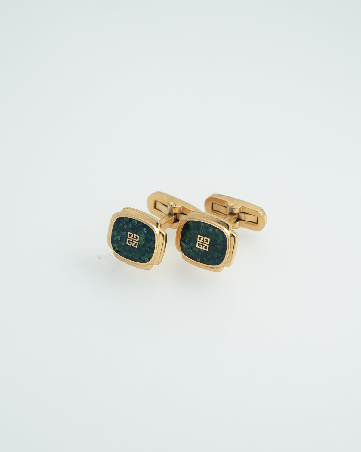 Givenchy / Green opal inlay logo cufflinks