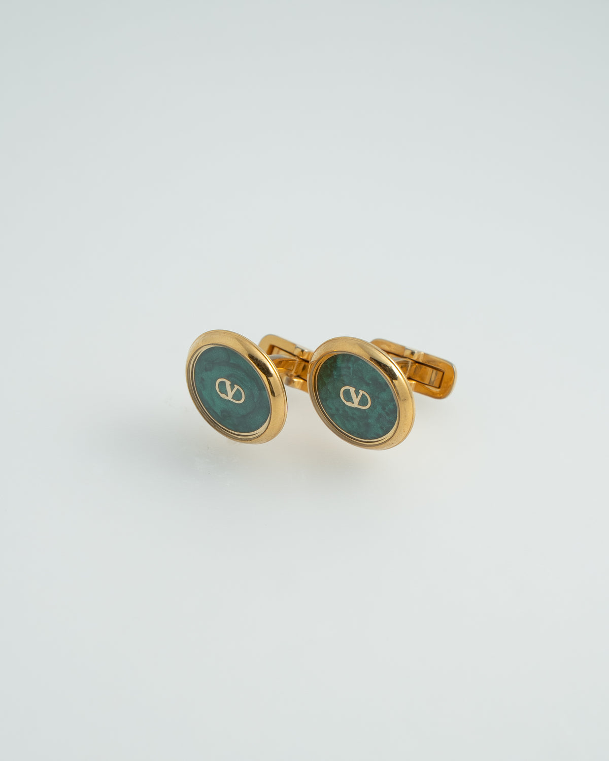 Valentino / Green Opal Inlay Logo Cufflinks